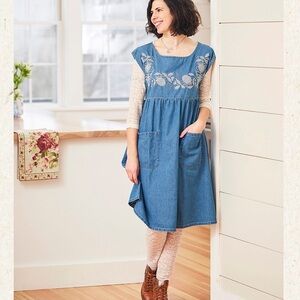 April Cornell Prairie Smock Denim Dress Jean blue new with tag